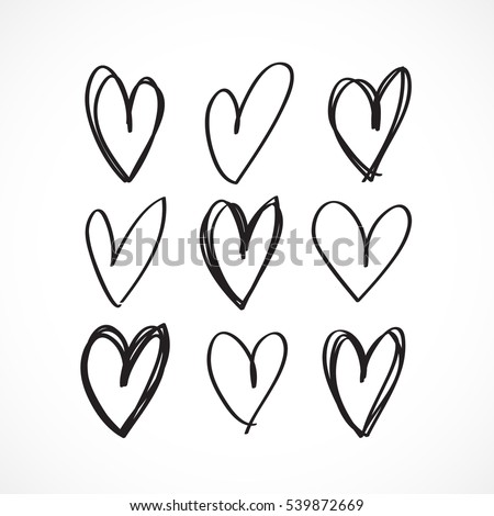 Download Set Nine Hand Drawn Heart Handdrawn Stock Vector 539872669 ...