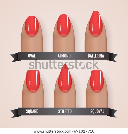 Set Simple Realistic Manicured Pink Nails Stock Vector 586933535 ...