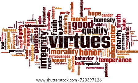 Virtues Word Cloud Concept Vector Illustration Stock Vector 723397126