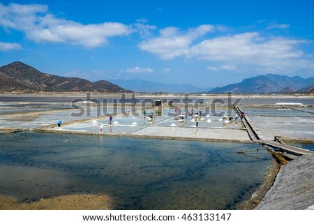 NinhThuan, VietNam, 3/2015,Saline production village from the sea, Ninh Thuan, Viet Nam