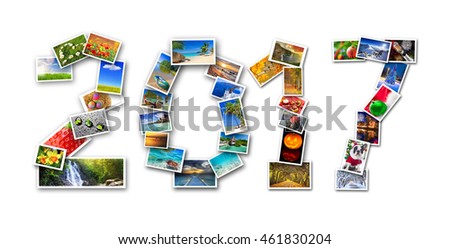 New Year 2017 with four seasons in photography. Collage of pictures from my gallery.