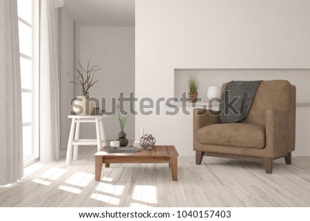 Inspiration White Minimalist Room Armchair Scandinavian Stock ... Inspiration White Minimalist Room Armchair Scandinavian Stock ...