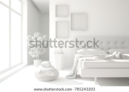 White Modern Bedroom Scandinavian Interior Design Stock Illustration ... White Modern Bedroom Scandinavian Interior Design Stock Illustration ...