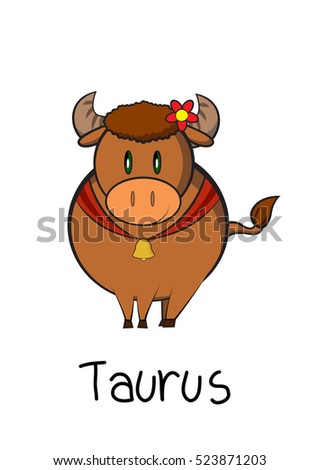 Cute Cartoon Taurus Illustration Zodiac Signs Stock Vector 523871203 ...