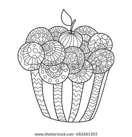 Download Doodle Coloring Book Page Funny Cupcake Stock Vector ...