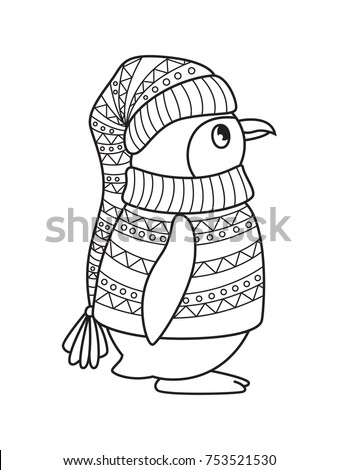 outlined doodle anti stress coloring penguin coloring book page for adults and children - Penguin Coloring outlined doodle anti stress coloring penguin coloring book page for adults and children - Penguin Coloring