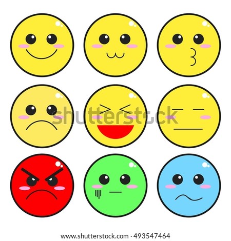 Set Original Smiley Cartoon Emotion Faces Stock Vector 41631481 ...