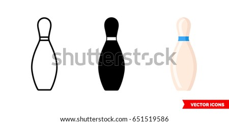 skittle pin icon 3 types color stock vector 651519586