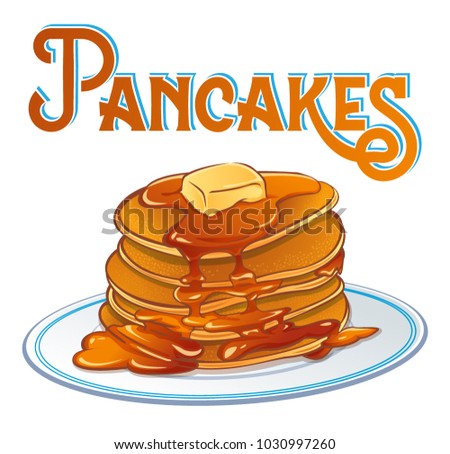 Pancakes Vector Illustration Pancakes Portion On Stock Vector ...