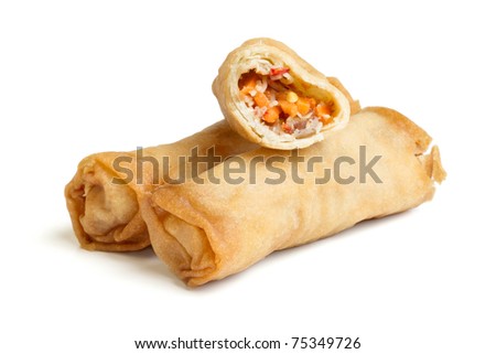 Spring Roll also known as Egg Roll isolated on white.