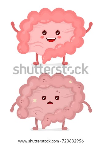 Sad Unhealthy Sick Intestine Strong Healthy Stock Vector 720632956 ...