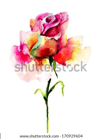 Luxurious Red Peony Flower Bud Painted Stock Vector 82377925 - Shutterstock