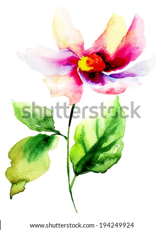 Yellow Lily Flower Watercolor Illustration Stock Illustration 126375782 ...