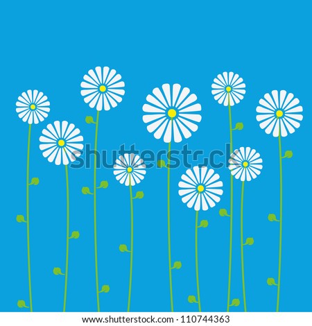 Background of floral pattern with daisies. Vector illustration.