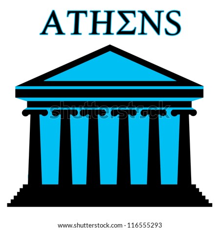 Athens Symbol Parthenon Icon Building On Stock Vector 116555293 ...