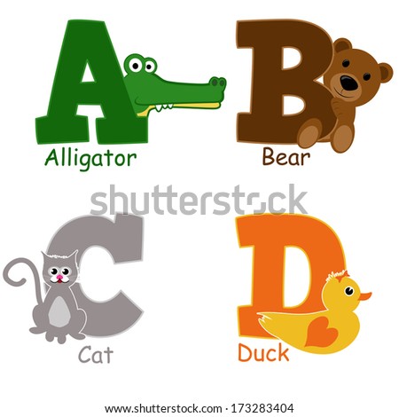 Cute Colorful Alphabet Letter D Set Stock Vector 232410367 - Shutterstock