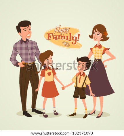Retro family illustration