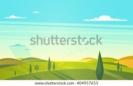 Valley landscape. Vector illustration.