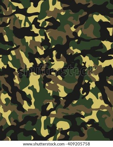 Classic Woodland Camo Pattern Seamless Repeatable Stock Vector