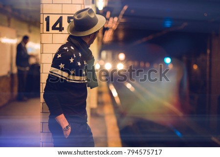 Man waiting for the subway in New York