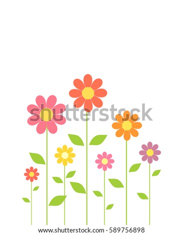 Fantasy Spring Flowers Growing Vector Illustration Stock Vector ...