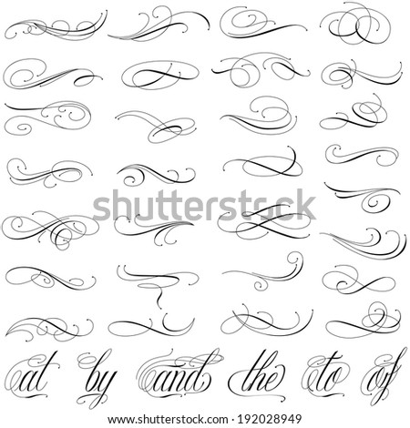 Handmade Tattoo Lettering Decorative Elements Stock Vector 192028949