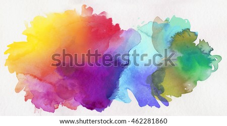 Bright Rainbow Colored Watercolor Paints Isolated Stock ...