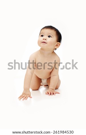 One Year Old Baby Naked Diaper Stock Photo (Royalty Free ...