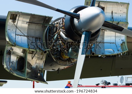 BERLIN, GERMANY - MAY 22, 2014: Turboprop engine Rolls-Royce Tyne Rty ...