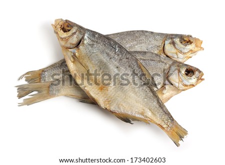 Dry fish isolated on white background