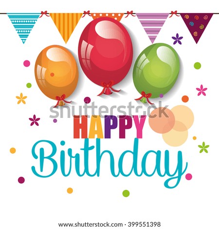 Happy Birthday Card Colored Balloons Vector Stock Vector 210705181 ...