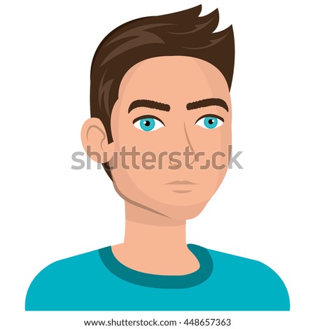 Young Male Cartoon Brown Hair Blue Stock Vector 448657363 - Shutterstock