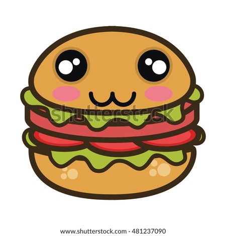 Smiling Cartoon Hamburger Isolated On White Stock Vector 99560969 ...