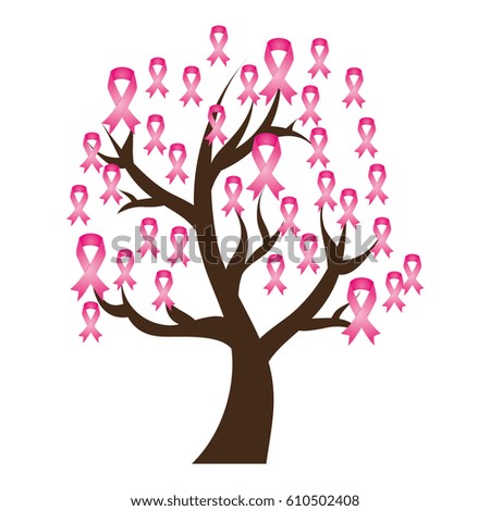 Illustration Breast Cancer Pink Ribbon Tree Stock Illustration 72372046 ...