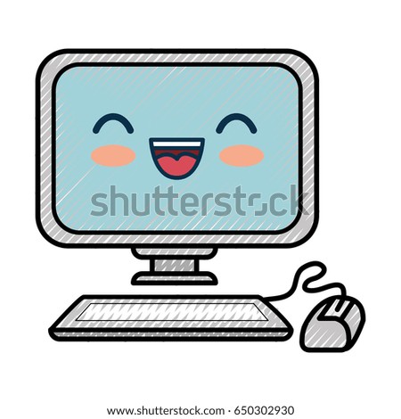 Cute Computer Cartoon Vector Illustration Hand Stock Vector 736906417 ...