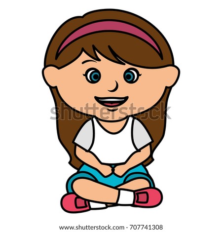 Vector Illustration Sad Girl Cartoon Sitting Stock Vector 683597398 ...