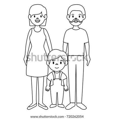 Happy Cute Parent Child Standing Together Stock Vector 360617366 