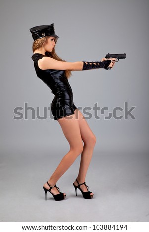 xxx sex brother and sisetr girl holding gun in underwear