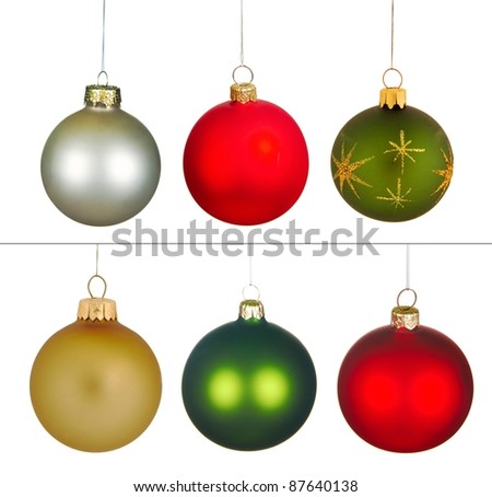 Christmas Ornaments Hanging On Gold Thread Stock Vector 87008423