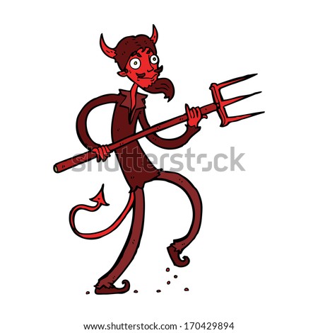 Vector Illustration Funny Devil Pitchfork Stock Vector 570870013 ...