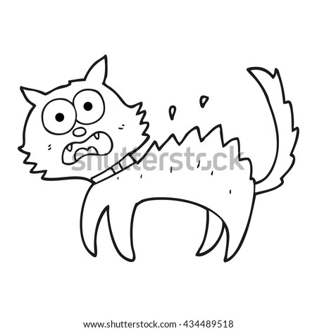 Freehand Drawn Cartoon Scared Black Cat Stock Vector 350533616 