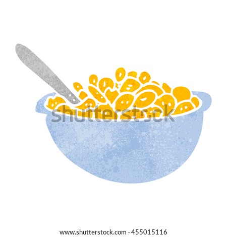 Freehand Retro Cartoon Bowl Cereal Stock Illustration 455015116