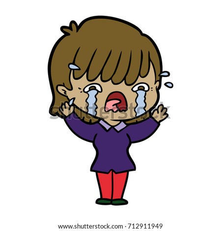 Cartoon Girl Crying Stock Vector 712911949 - Shutterstock