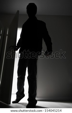 Man Standing Front Open Door Leading Stock Photo 2546834 - Shutterstock