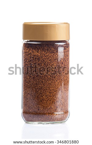 Instant Coffee Jar Isolated On White Background Bottle Glass Packaging Instant Coffee Jar Isolated On White Background Bottle Glass Packaging