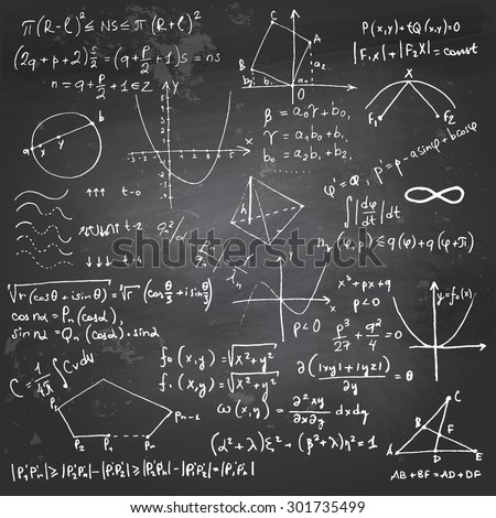 Doodle Writing Drawing Math Formulas Chalk Stock Vector 301735499 ...