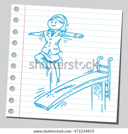 Businesswoman On Diving Board Businesswoman On Diving Board