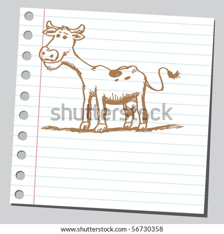 cow stick drawing