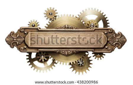 Stylized Mechanical Steampunk Collage Made Metal Stock Photo (Royalty