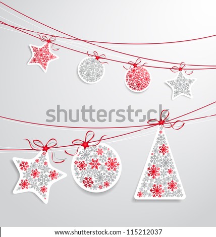 Christmas label set with ribbons